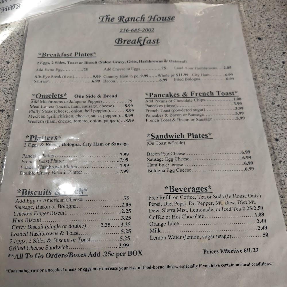 Ranch House Restaurant Menu image 3